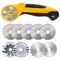 45mm Rotary Cutter with 9 Pieces Extra Blades Automatic Fabric Roller Cutter Perforator Crochet Edge Pinking Rotary Blades for Quilting, Sewing, Crafting